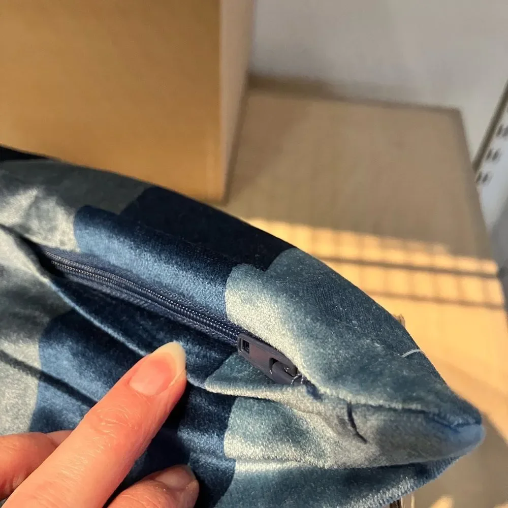 NEW IKEA 20x20 pillow cover sham Blue and Gray Fabric Cover multiples velvet